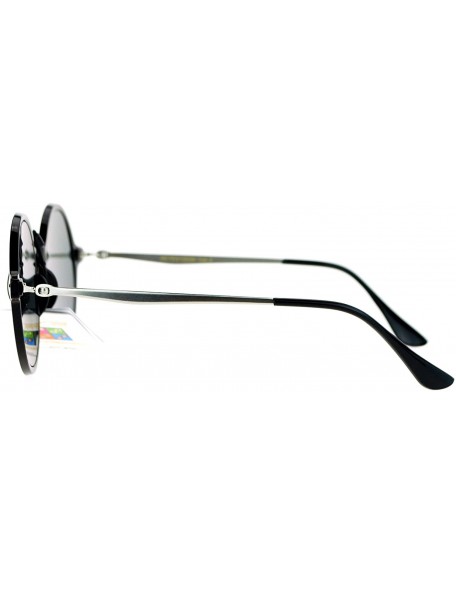 Round Mens Retro Trendy Flat Lens Round Circle Lens Sunglasses - Black - CX128KMUGHN $10.03