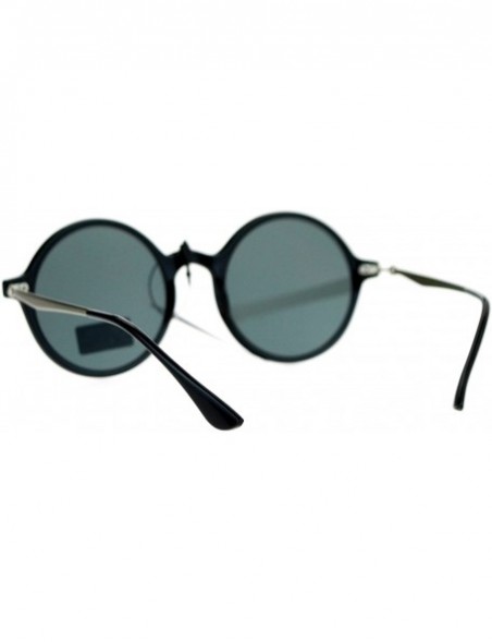 Round Mens Retro Trendy Flat Lens Round Circle Lens Sunglasses - Black - CX128KMUGHN $10.03