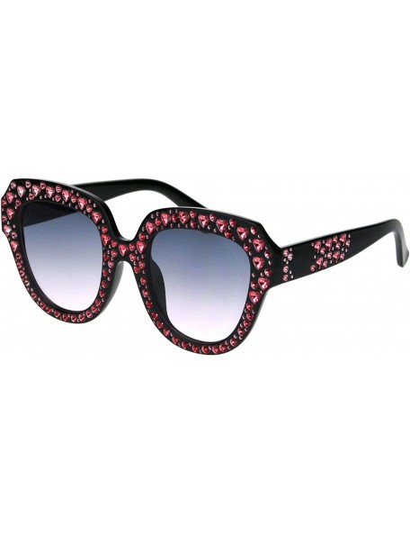 Butterfly Womens Oversized Style Sunglasses Heart Design Butterfly Frame UV 400 - Black Rose (Blue Pink) - CN18RM4X290 $9.72