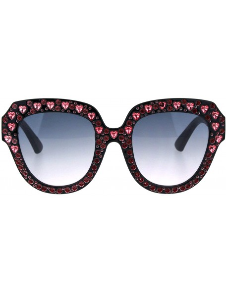 Butterfly Womens Oversized Style Sunglasses Heart Design Butterfly Frame UV 400 - Black Rose (Blue Pink) - CN18RM4X290 $9.72