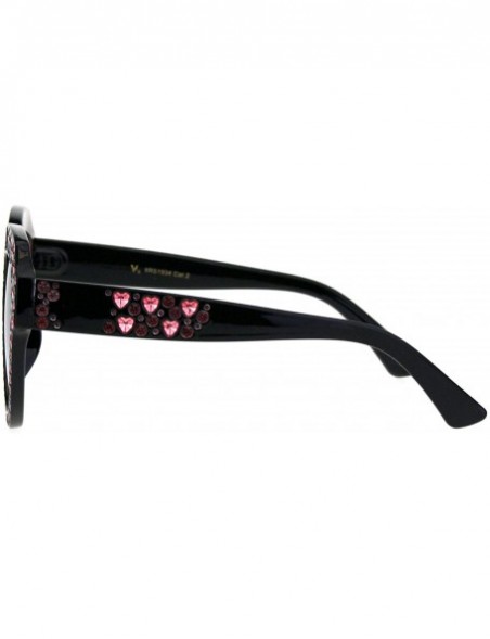 Butterfly Womens Oversized Style Sunglasses Heart Design Butterfly Frame UV 400 - Black Rose (Blue Pink) - CN18RM4X290 $9.72