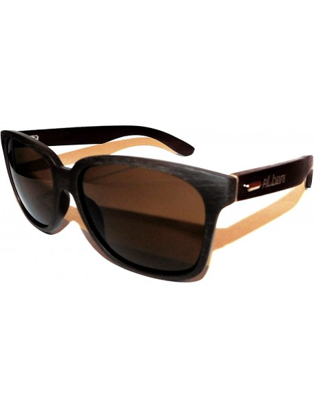 Square Brown Faux Wooden Frame with Sapele Wooden Arms UV400 Protection Sunglasses - C318E7EALMH $15.36