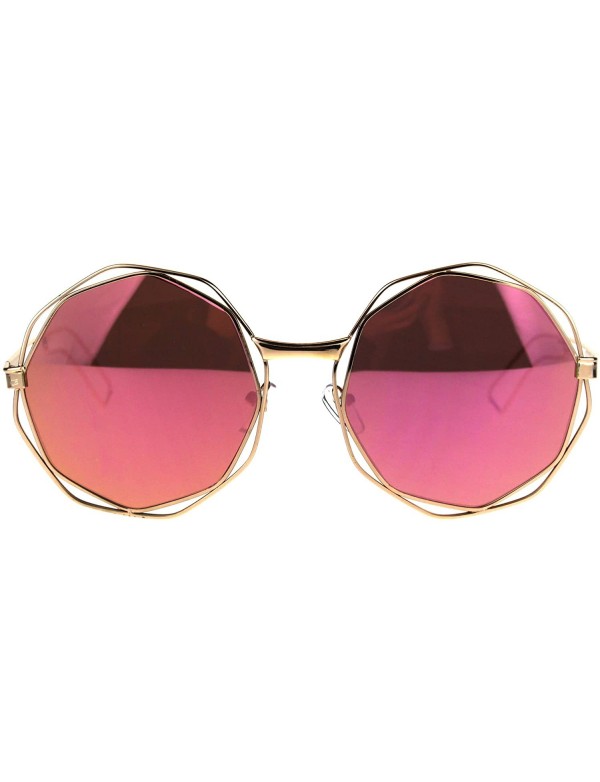 Round Hippie Groovy Octagonal Pimp Color Mirror Lens Sunglasses - Gold Pink - C8189IQ0TLO $9.44