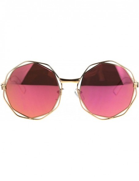 Round Hippie Groovy Octagonal Pimp Color Mirror Lens Sunglasses - Gold Pink - C8189IQ0TLO $9.44