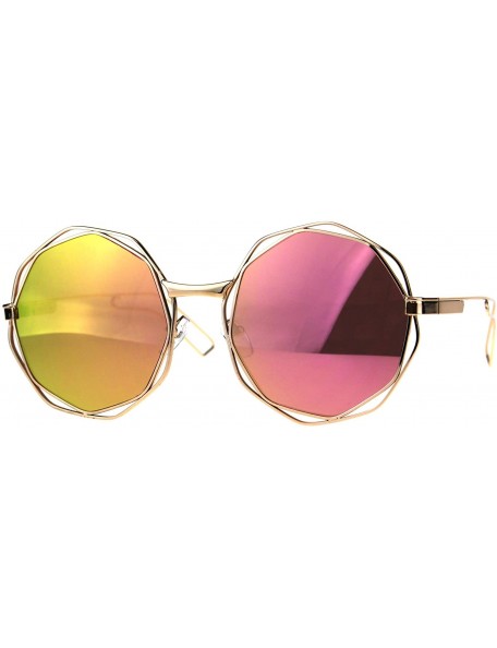 Round Hippie Groovy Octagonal Pimp Color Mirror Lens Sunglasses - Gold Pink - C8189IQ0TLO $9.44