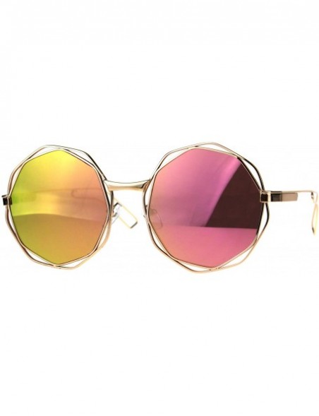 Round Hippie Groovy Octagonal Pimp Color Mirror Lens Sunglasses - Gold Pink - C8189IQ0TLO $9.44