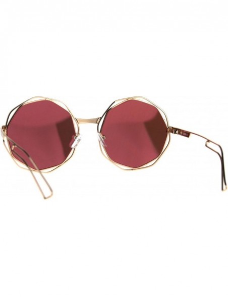 Round Hippie Groovy Octagonal Pimp Color Mirror Lens Sunglasses - Gold Pink - C8189IQ0TLO $9.44