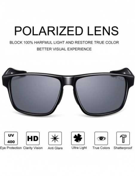 Wayfarer ACBLUCE Polarized Sunglasses Protection Baseball - Bright Black Frame-grey Lense - CR18T9WDK7U $19.13