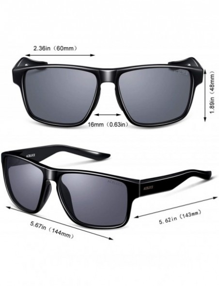 Wayfarer ACBLUCE Polarized Sunglasses Protection Baseball - Bright Black Frame-grey Lense - CR18T9WDK7U $19.13