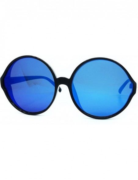 Oversized 7464 Premium Oversize XXL Women Round Retro Vintage Brand Style Sunglasses - Black/ Blue - CZ18E7Y9ZLM $18.21