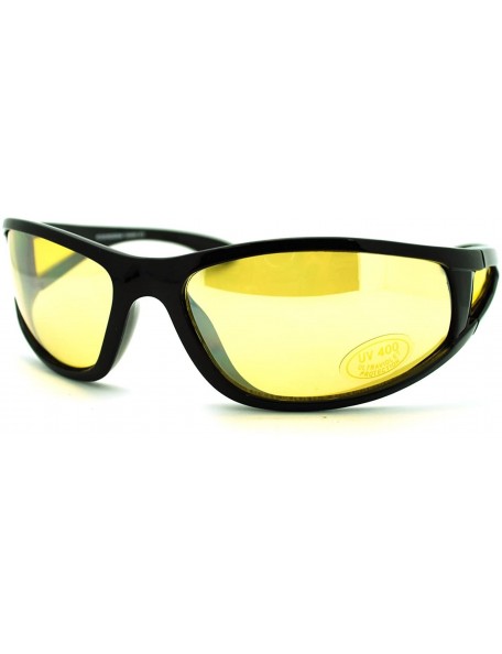 Oval Mens Night Vision HD Vision Yellow Lens Warp Sport Motorcycle Riding Sunglasses - CV11KUKHOMT $12.51