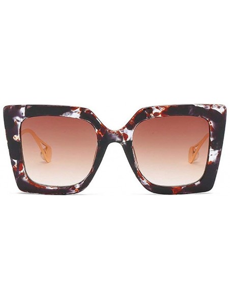 Square 2019 new fashion trend unisex big brand square brand designer sunglasses UV400 with box - Floral Tea - CS18OQRCY2A $14.61