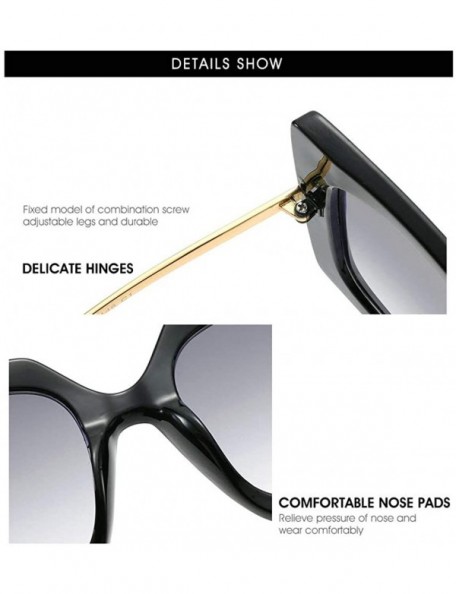 Square 2019 new fashion trend unisex big brand square brand designer sunglasses UV400 with box - Floral Tea - CS18OQRCY2A $14.61