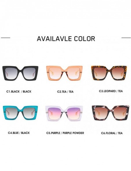 Square 2019 new fashion trend unisex big brand square brand designer sunglasses UV400 with box - Floral Tea - CS18OQRCY2A $14.61