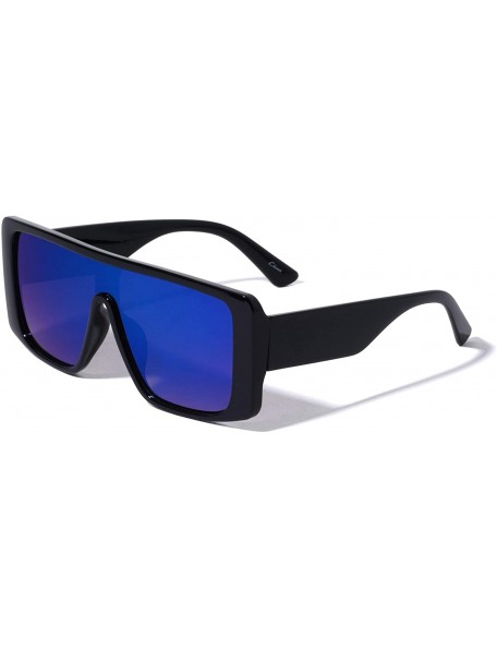 Rectangular Rectangular Flat Top Fashion Sunglasses - Blue - CN196MSYX99 $15.31