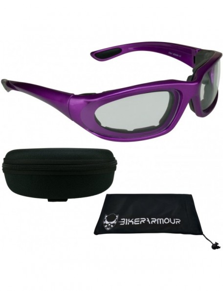 Goggle Frame Motorcycle Transitional Sunglasses Girls - Purple W/ Microfiber & Hard Case - CM183KXYM8S $33.97