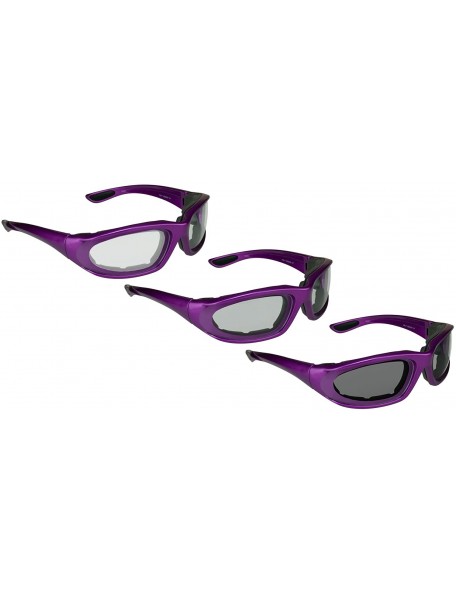 Goggle Frame Motorcycle Transitional Sunglasses Girls - Purple W/ Microfiber & Hard Case - CM183KXYM8S $33.97