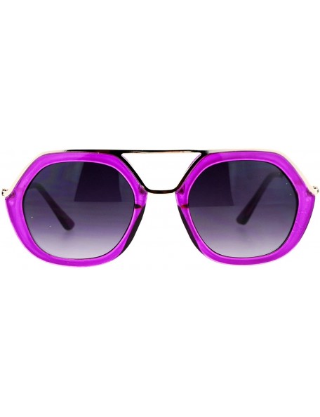 Rectangular Womens Metal Brow Bridge Octagon Unique Pilot Sunglasses - Purple - C712DUJW40D $13.90