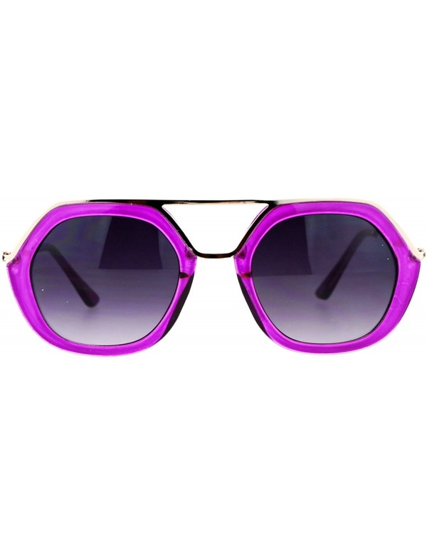 Rectangular Womens Metal Brow Bridge Octagon Unique Pilot Sunglasses - Purple - C712DUJW40D $13.90