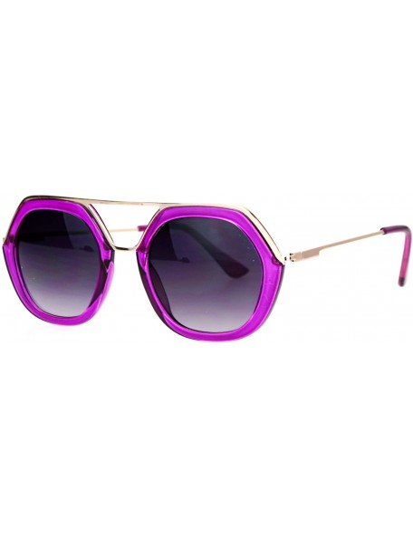 Rectangular Womens Metal Brow Bridge Octagon Unique Pilot Sunglasses - Purple - C712DUJW40D $13.90