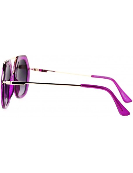 Rectangular Womens Metal Brow Bridge Octagon Unique Pilot Sunglasses - Purple - C712DUJW40D $13.90