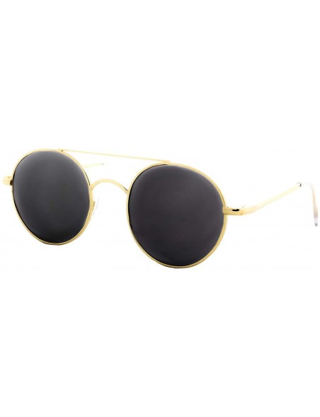 Sport Round Retro Sunglasses Men Women Metal Frame Classic Vintage Stylish - Gold Metal Frame / Black Lens - CX18UKC9RTK $11.76