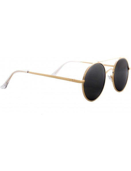 Sport Round Retro Sunglasses Men Women Metal Frame Classic Vintage Stylish - Gold Metal Frame / Black Lens - CX18UKC9RTK $11.76