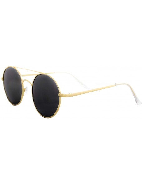 Sport Round Retro Sunglasses Men Women Metal Frame Classic Vintage Stylish - Gold Metal Frame / Black Lens - CX18UKC9RTK $11.76