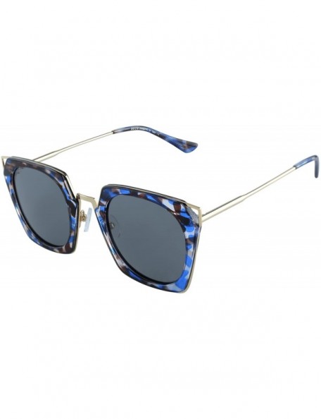Cat Eye Classic Vintage Cateye Polarized Sunglasses For Women 100% UV Protection W001 - A-blue Tortoise Frame Grey Lens - C51...