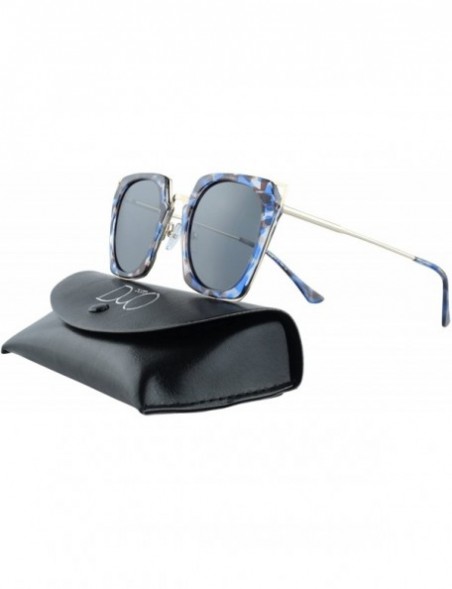 Cat Eye Classic Vintage Cateye Polarized Sunglasses For Women 100% UV Protection W001 - A-blue Tortoise Frame Grey Lens - C51...
