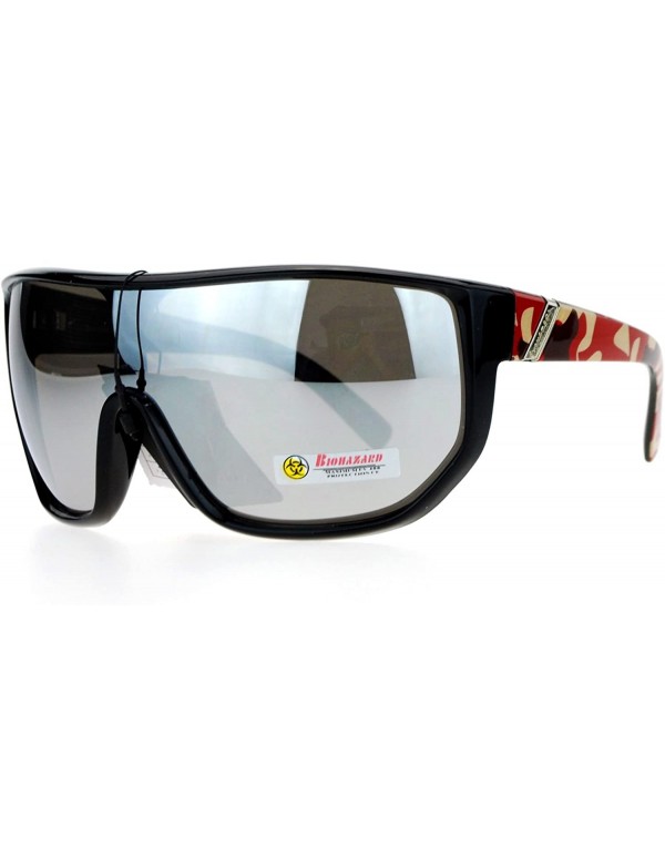 Oversized Biohazard Sunglasses Mens Oversized Shield Goggle Frame Mirror Lens - Red Camo - CD187NMA2UQ $8.37