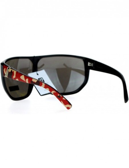 Oversized Biohazard Sunglasses Mens Oversized Shield Goggle Frame Mirror Lens - Red Camo - CD187NMA2UQ $8.37