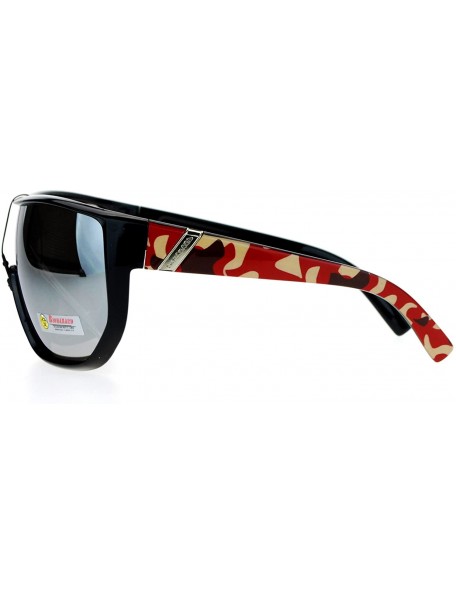 Oversized Biohazard Sunglasses Mens Oversized Shield Goggle Frame Mirror Lens - Red Camo - CD187NMA2UQ $8.37