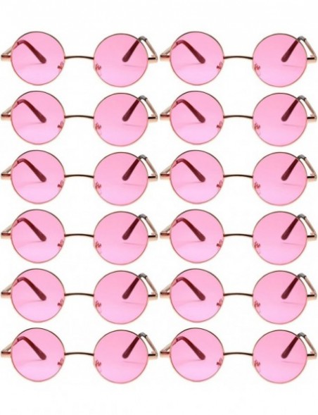Round 12 Pack Small Round Retro Vintage Circle Style Sunglasses Colored Metal Frame - 43_gold_pink_12_pairs - CV18539TI27 $24.82