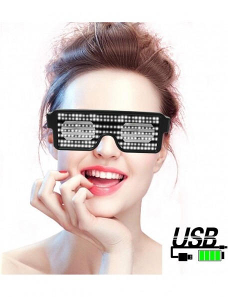 Square Glasses Rechargeable Animation Halloween Christmas - Led-white - C018KY9S7KN $13.71