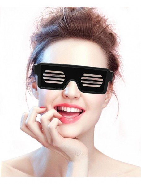 Square Glasses Rechargeable Animation Halloween Christmas - Led-white - C018KY9S7KN $13.71