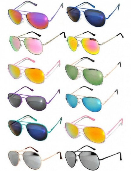 Aviator Classic Aviator Sunglasses Mix Spring Hinge Colored Frame Mirror 12pairs - CL12NRXAJXB $22.46