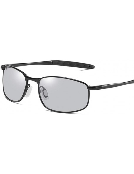 Rectangular Photochromic Polarized Sunglasses Men - Black - C018HD6CS8W $19.70