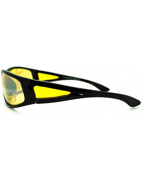 Oval Mens Night Vision HD Vision Yellow Lens Warp Sport Motorcycle Riding Sunglasses - CV11KUKHOMT $12.51