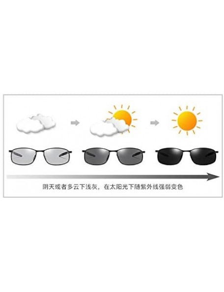 Rectangular Photochromic Polarized Sunglasses Men - Black - C018HD6CS8W $19.70