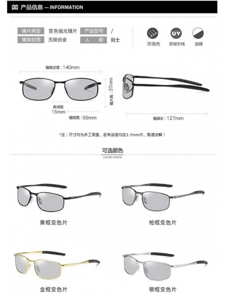 Rectangular Photochromic Polarized Sunglasses Men - Black - C018HD6CS8W $19.70