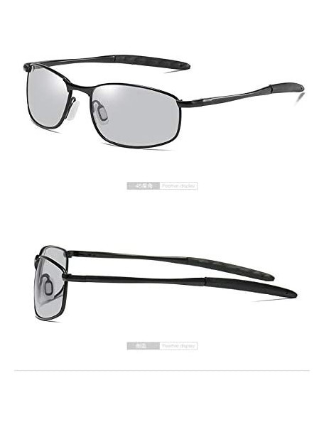 Rectangular Photochromic Polarized Sunglasses Men - Black - C018HD6CS8W $19.70