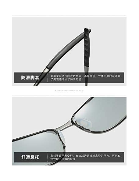 Rectangular Photochromic Polarized Sunglasses Men - Black - C018HD6CS8W $19.70