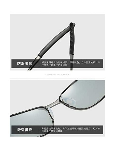 Rectangular Photochromic Polarized Sunglasses Men - Black - C018HD6CS8W $19.70