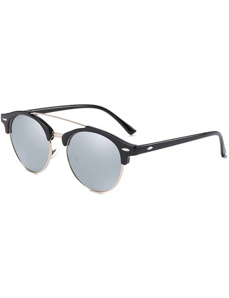 Round Unique round Polarized Sunglasses Men Women Fashion Driving Sunglasses Vintage - Black/Silver - C81855EX95Y $10.39