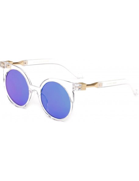 Round "Nana" Round Geometric Modern Classic Design Fashion Sunglasses - Clear/Green - CR12HRWPE5B $9.76