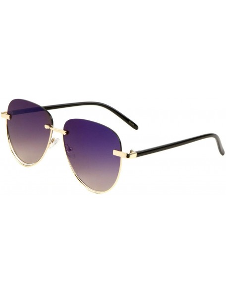 Aviator Elegant Rimless Retro Classic Aviator Sunglasses - Gold Metallic & Black Frame - CN18WI24UWI $9.18