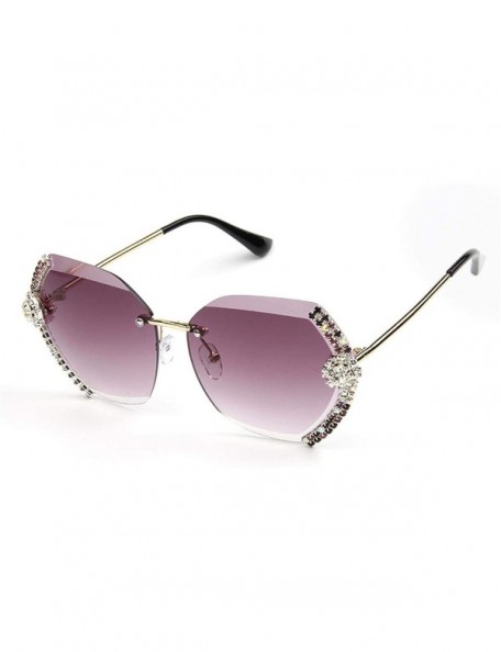 Rimless Vintage Rimless Sunglasses Women Bling Diamond Brand Designer Men Sun Glasses Ladies Shades Rhinestone Case - CV198ZT...