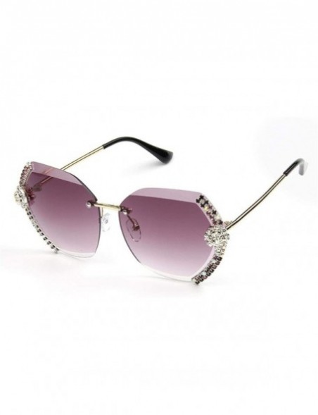 Rimless Vintage Rimless Sunglasses Women Bling Diamond Brand Designer Men Sun Glasses Ladies Shades Rhinestone Case - CV198ZT...