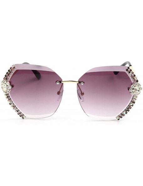 Rimless Vintage Rimless Sunglasses Women Bling Diamond Brand Designer Men Sun Glasses Ladies Shades Rhinestone Case - CV198ZT...